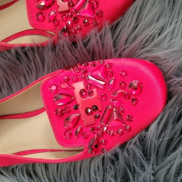Tory Burch Delphine Embellished Crystal Almond Toe Loafers - Picture 10 of 13
